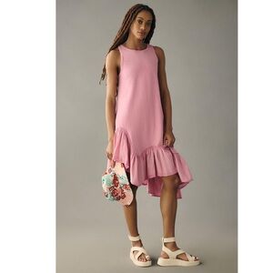 Anthropologie super cute  Pink Sleeveless Ruffle Hem Dress size M